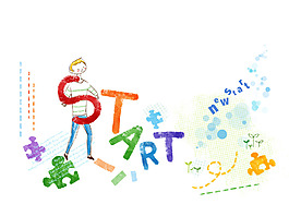 孩子和英文字母