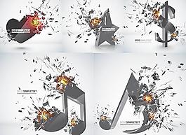 支离破碎爆炸背景矢量素材