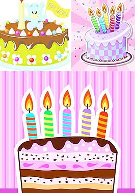 卡通生日蛋糕矢量素材