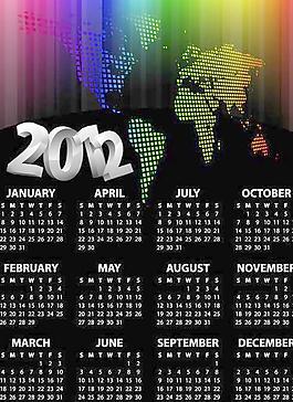 2012新年黑底日历设计矢量素材