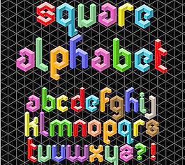 三维立体字母符号设计矢量素材
