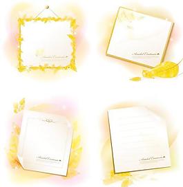 金黄色树叶装饰边框矢量图  AI