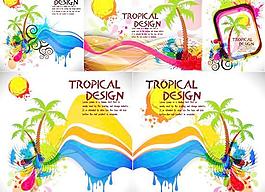 热带风情夏季海报矢量素材