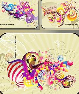 炫彩抽象花纹卡片设计矢量素材