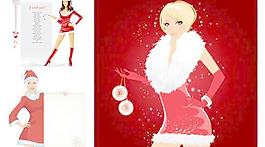 圣诞美女插图矢量素材