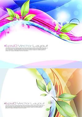 绿叶水滴曲线光斑背景矢量素材