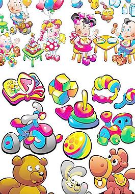 可爱卡通儿童玩具矢量素材