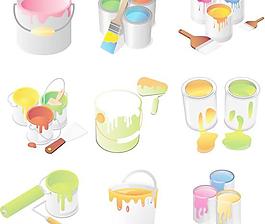 油漆工程施工用具矢量图  AI