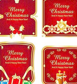 红色华丽圣诞标牌矢量素材