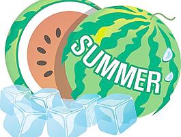 夏天 西瓜 冰块图片