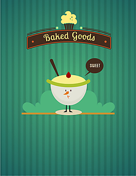 卡通甜品布丁矢量素材