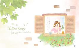 窗边的美女图片