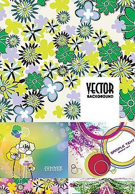 彩色花朵图案背景矢量素材