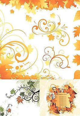 唯美秋景落叶矢量素材