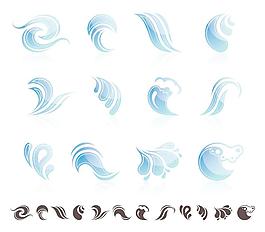 蓝色水珠水滴海浪波浪图标图片