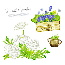 手绘花朵插画 花纹边框 花卉插图