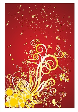 红底金色花纹