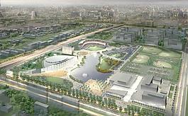 城市综合体后期鸟瞰夜景效果图图片