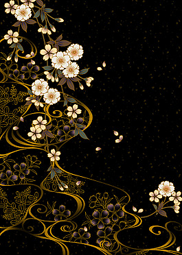 黑色樱花底纹