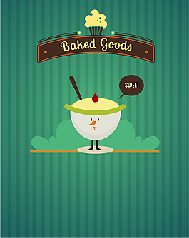 卡通甜品布丁矢量