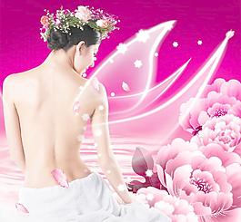 天使的翅膀 人体美女 菊花 水纹图片