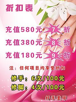 美甲折扣表图片