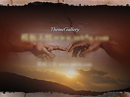 双手夕阳背景PPT