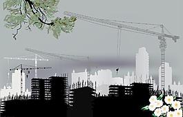 城市建筑工地剪影图片