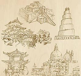 手绘建筑图片