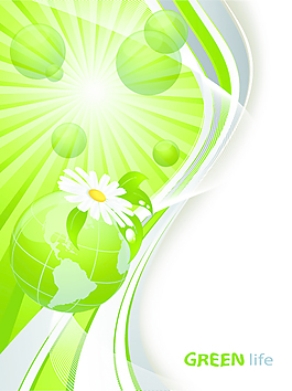 明亮的绿色背景矢量01花