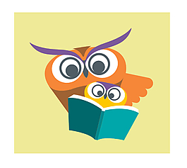 卡通猫头鹰看书