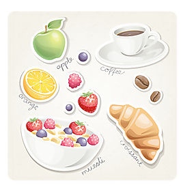 不同的早餐食品矢量图标素材03