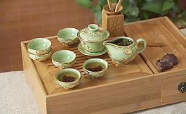 彩釉 金龙 茶具图片