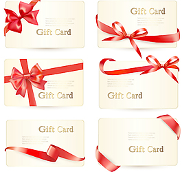 精美的丝带蝴蝶结礼品卡矢量集16