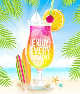 清爽的夏天的时间背景矢量02