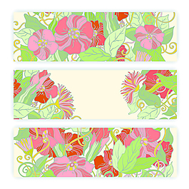 美丽的写生花卉矢量横幅01