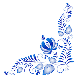 蓝色的花装饰角矢量