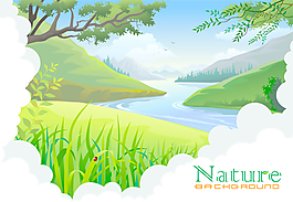 树和自然风光矢量背景03