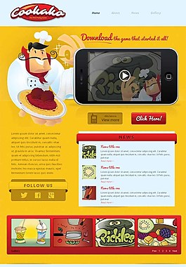 黄色卡通美食网站模板