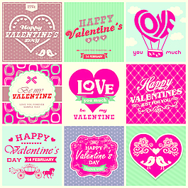情人节的装饰和标签的向量集03