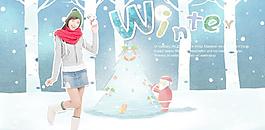 冬季美女素材图片