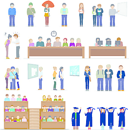 有创意的学生设计插画矢量02
