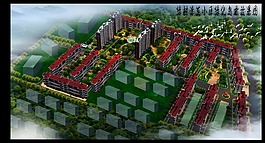 小区鸟瞰效果图