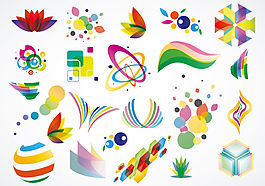 七彩logo设计元素矢量集