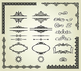 欧式花纹花边矢量素材03——
