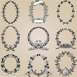 欧式花纹花边矢量素材03——