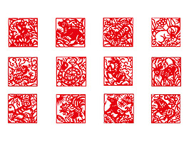 十二生肖剪纸矢量素材2