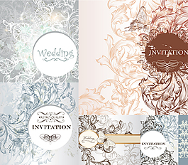 复古手绘花纹婚礼矢量素材