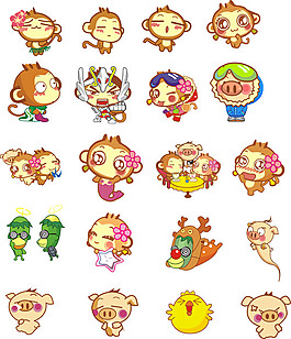 丘哈哈猴子矢量素材