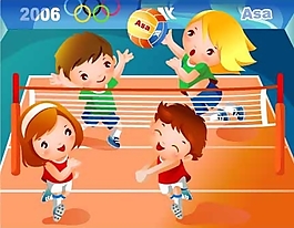 少儿排球矢量素材